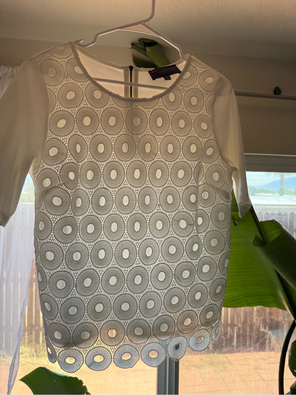 Anthropologie White Eyelet Circle Lace Short Sleeve Top